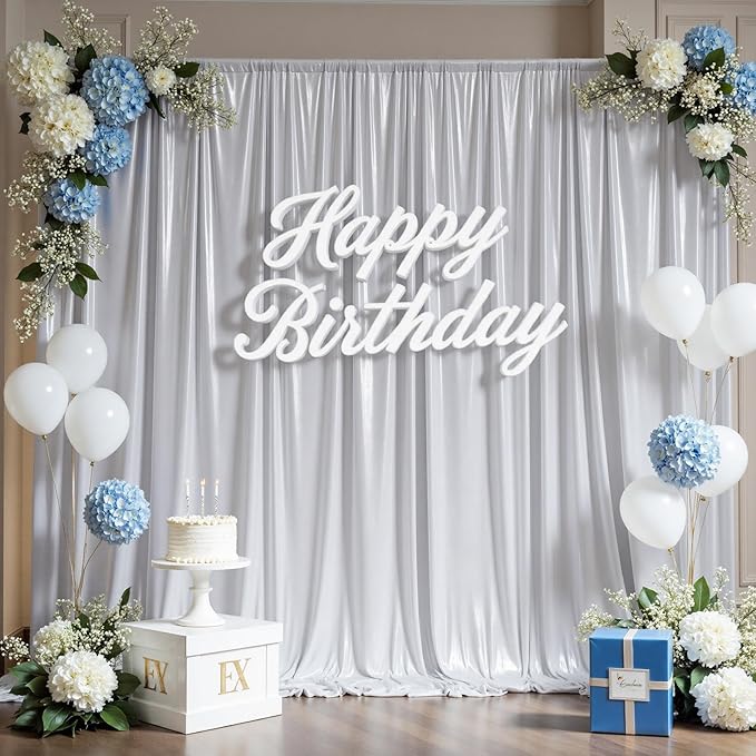 10ftx10ft Sequin Silver Backdrop Curtain - Image 3