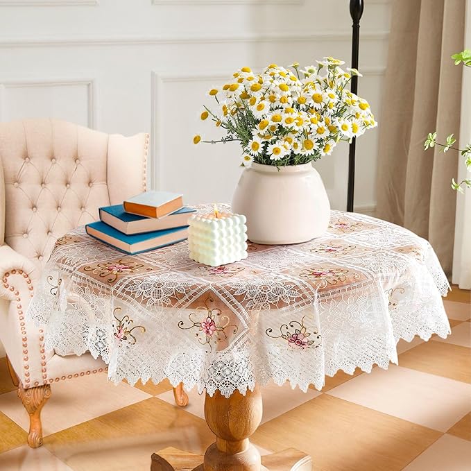 Warm Home Designs 60 Inch Round Tablecloth. Use Small White Tablecloth as by WarmHomeDesigns