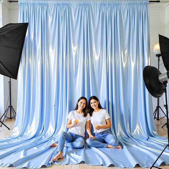 10x10 ft Blue Glitter Backdrop Curtain - Image 4