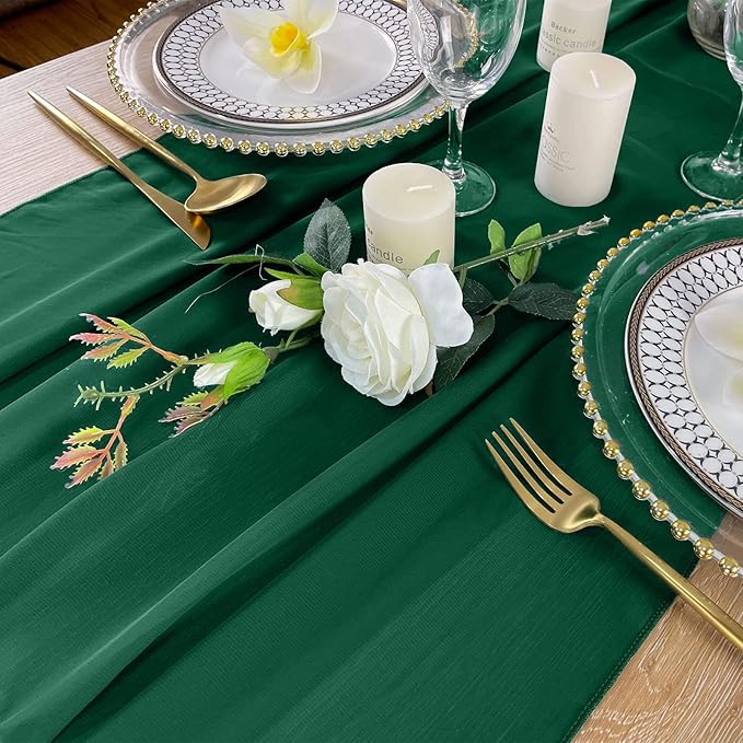 EHLDekol 10ft Chiffon Table Runners 27x120 inches Romantic Sheer Wedding Table - Image 6