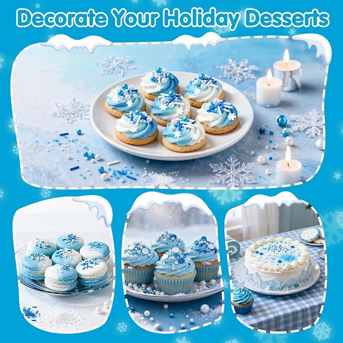 Edible White Snowflake Sprinkles, Snow Block Candy - Image 5