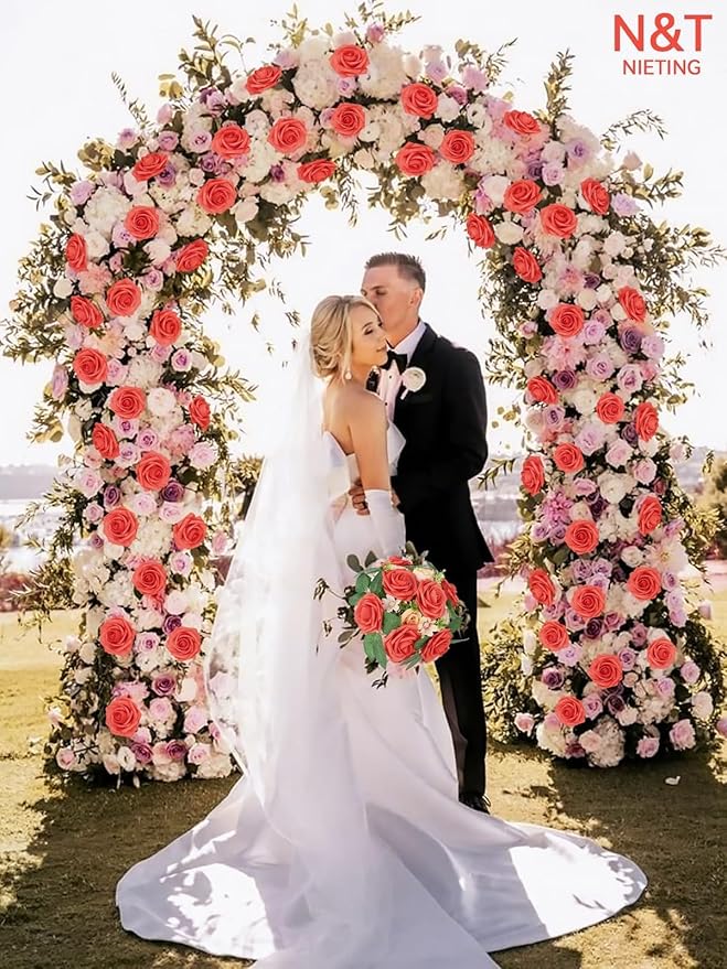 N&T NIETING Artificial Flowers 25pcs Real Looking Coral Foam Fake Roses - Image 9
