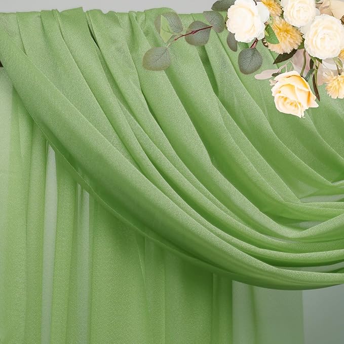 Wokceer Wedding Arch Draping 28.7" x 20FT Sage Green Sheer Fabric Backdrop - Image 4