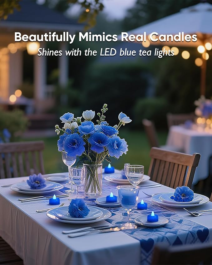 Amagic 24 Pack Blue Flameless LED Tea Lights Candles Battery Operated, Electric - Image 3