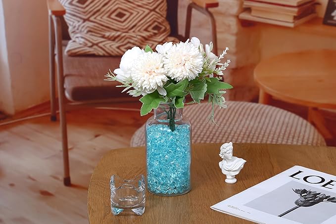 LAIDANLA 500PCS Teal Acrylic Gems Vase Fillers Plastic Diamonds Teal Fake Ice - Image 2