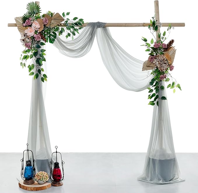 VDS Pack of 1 Panel Wedding Arch Draping Fabric Sheer Chiffon Fabric Drapery - Image 2