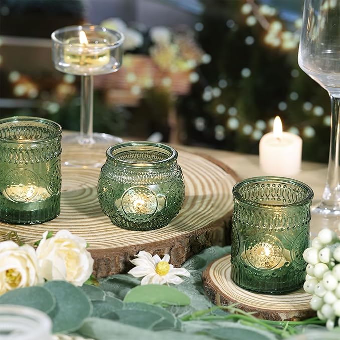 DARJEN 12Pcs Green Votive Candle Holders - Image 3