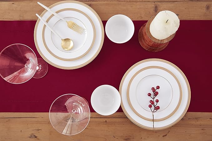 Solino Home Cotton Linen Red Table Runner 72 Inches Long - Image 3