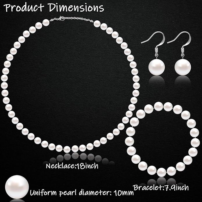 4 Pcs 1920s Faux Pearl Costume Jewelry Set - Image 3