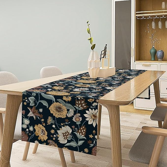 Boho Floral Table Runner Bohemian Floral Vintage Home Kitchen Dining Table - Image 3