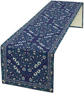 Boho Floral Vintage Table Runner, Retro Morris Abstract Blue Flower Rustic by Unknown