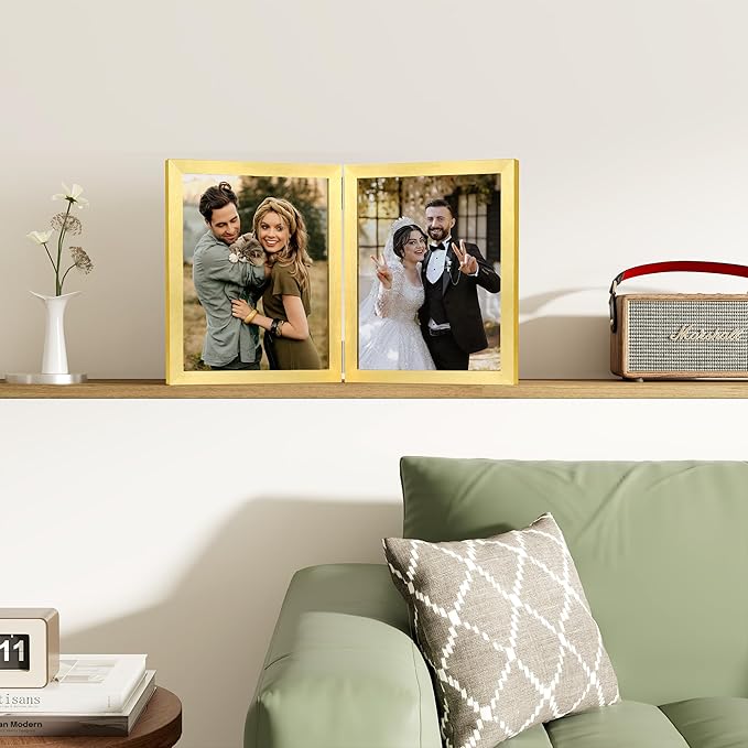 decorUhome Double 8x10 Picture Frame Vertical, Engineered Wood Bifold Photo - Image 8