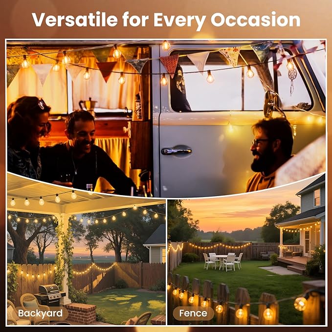 RTTY Outdoor String Lights 200ft, 2 Pack 100ft G40 Led Patio Globe Lights - Image 7