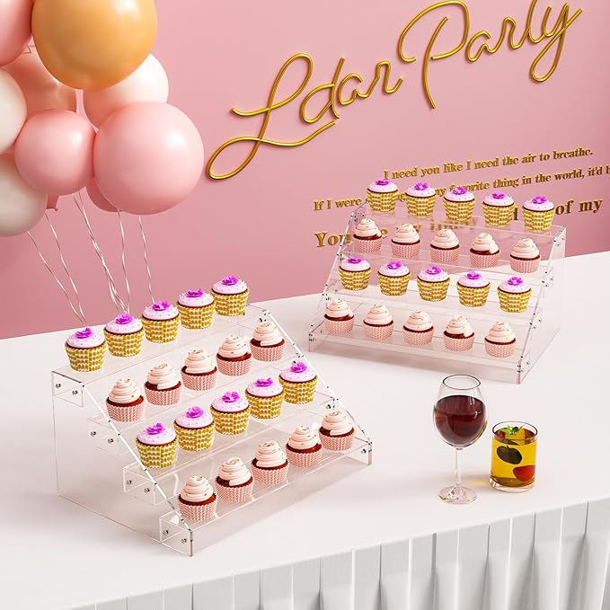 Acrylic Display Risers, 12inch 4 Tier Clear Display Shelf, Perfume organizer - Image 3