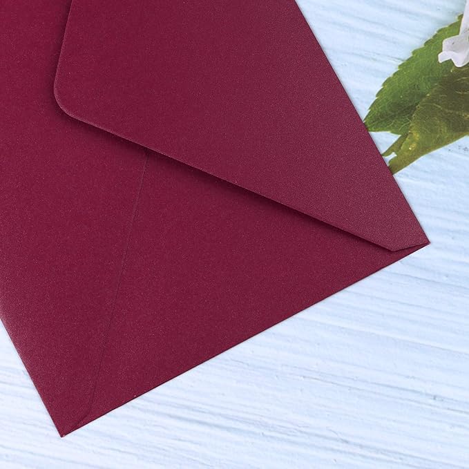 PONATIA 50 PCS/Pack A7 Envelopes, 5.25 x 7.5'' Shiny Burgundy Envelope - Image 6