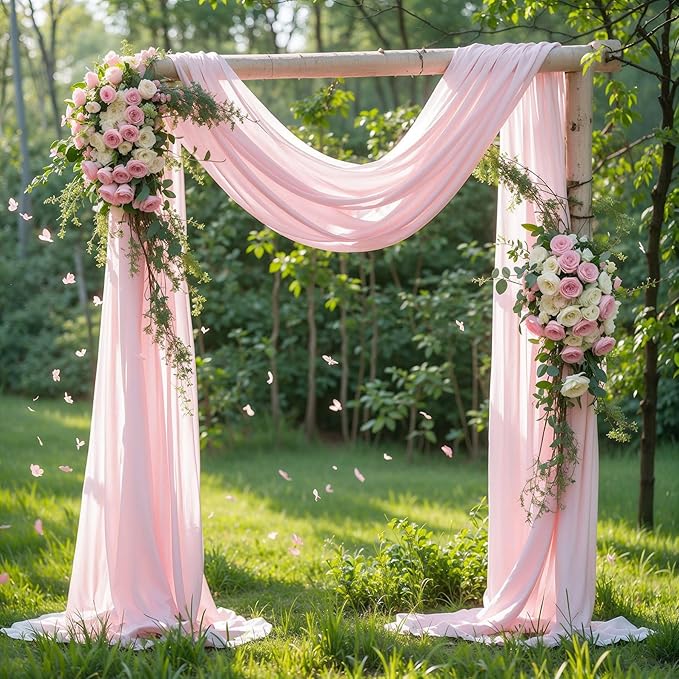 Wedding Arch Draping Fabric 1 Panel 18Ft Blush Chiffon Fabric Drapes Arbor - Image 4