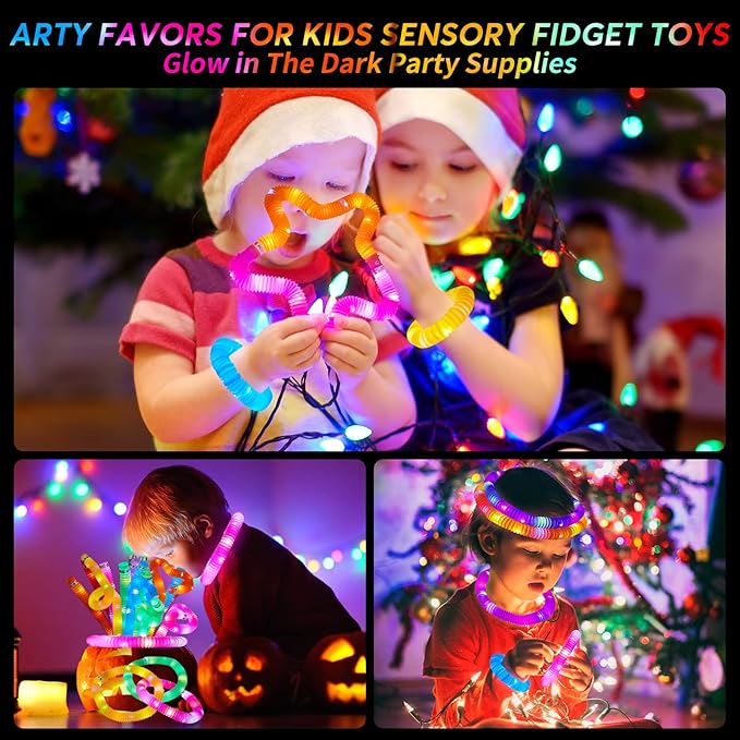 48 PCS Glow in The Dark Party Supplies, Light Up LED Pop Tubes, Glow Sticks - Image 6