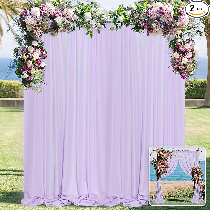 MYSKY HOME 10ft x 10ft Purple Background Curtains by MYSKYHOME