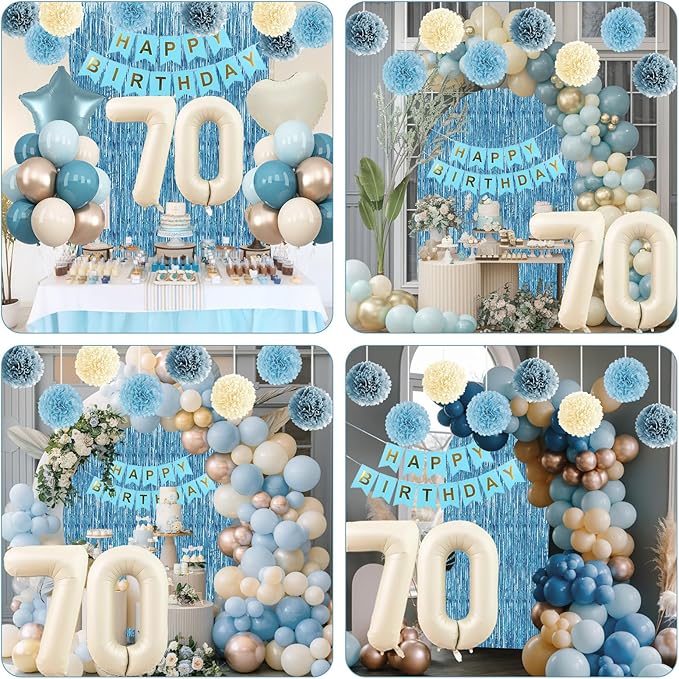Dusty Blue 70th Birthday Party Decorations - Image 8