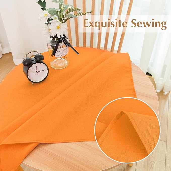2 Pack Small Square Table Cloth 36X36 Inch Orange Washable Fabric Tablecloth - Image 3