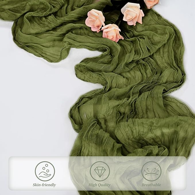 20 Pack Olive Green 10FT Cheesecloth Table Runner Rustic Gauze Cheese Cloth - Image 5