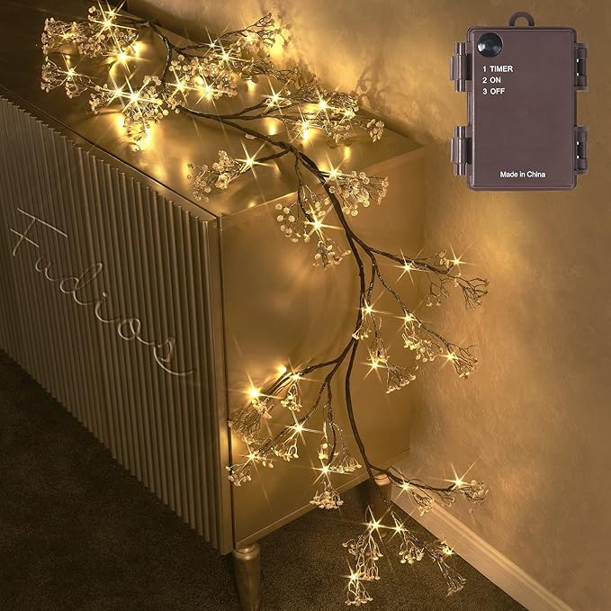 Fudios Lighted Garland Flowers for Mantle - Image 8
