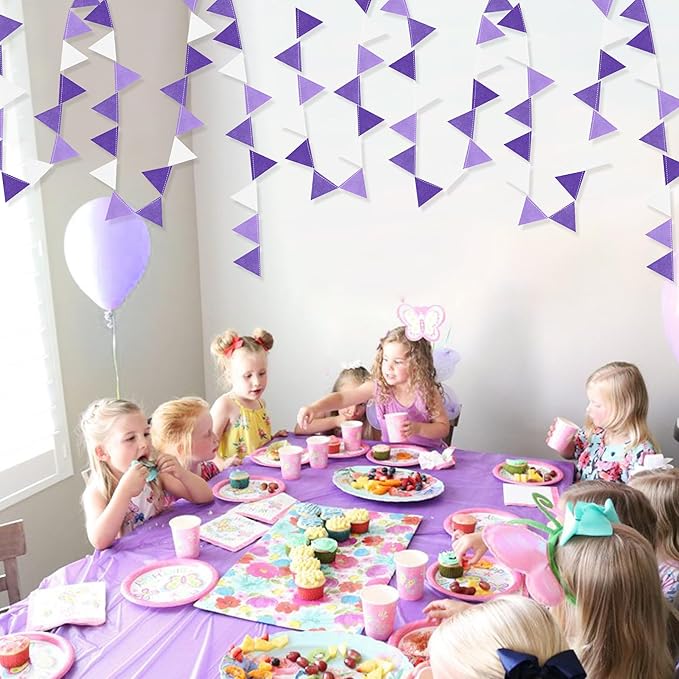 Purple Party Decorations Ombre Lavender Felt Hanging Triangle Mini Bunting - Image 8