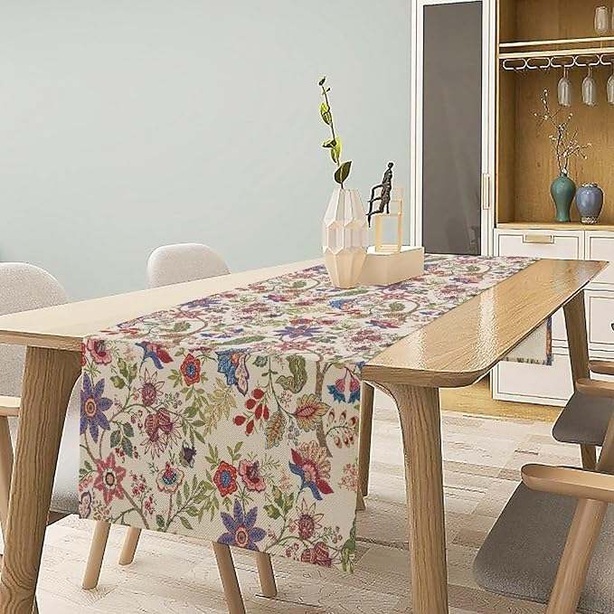 Spring Floral Table Runner, Boho Floral Pattern Natural Plant Table Decoration - Image 6