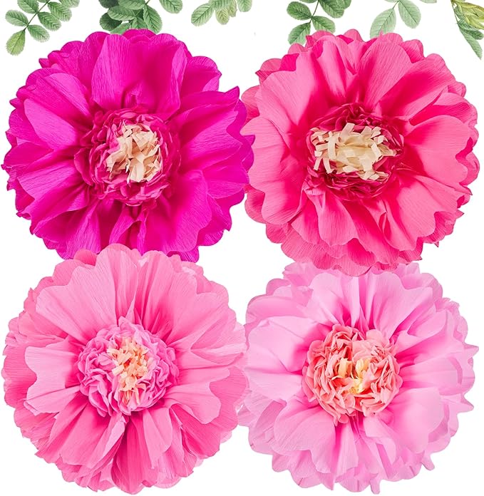 SUNBEAUTY 20" Giant Hot Pink Tissue Paper Flowers by SUNBEAUTY