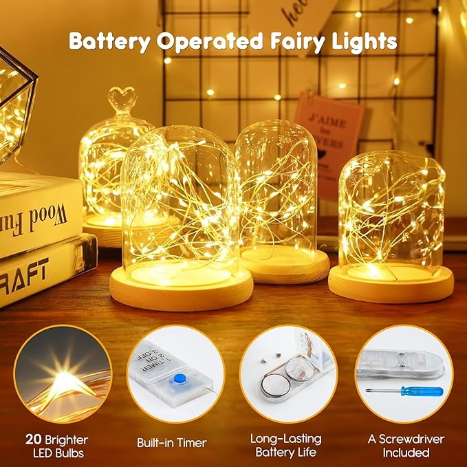 Minetom 12 Pack Fairy Lights Battery Operated String Lights - 7ft 20 LED - Image 2