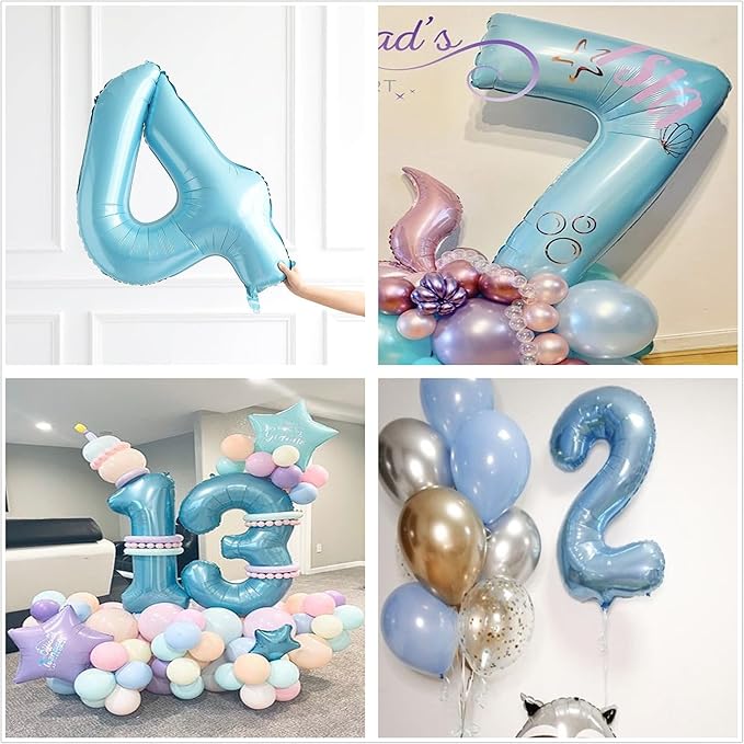 40 Inch Big Blue 9 Balloon Number Large Foil Helium Number Balloons 0-9 Jumbo - Image 6