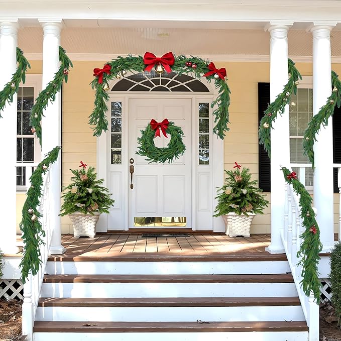 Hananona 9 Ft 2 Pcs Artificial Norfolk Pine Garlands, Realistic Pine Garland - Image 8