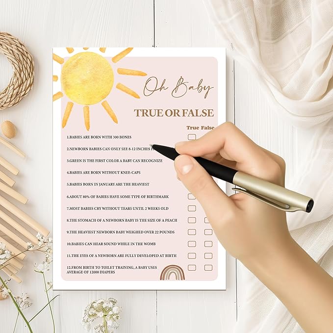 YSTEP Boho Sunshine 30 Oh Baby True or False Game Cards - Image 7