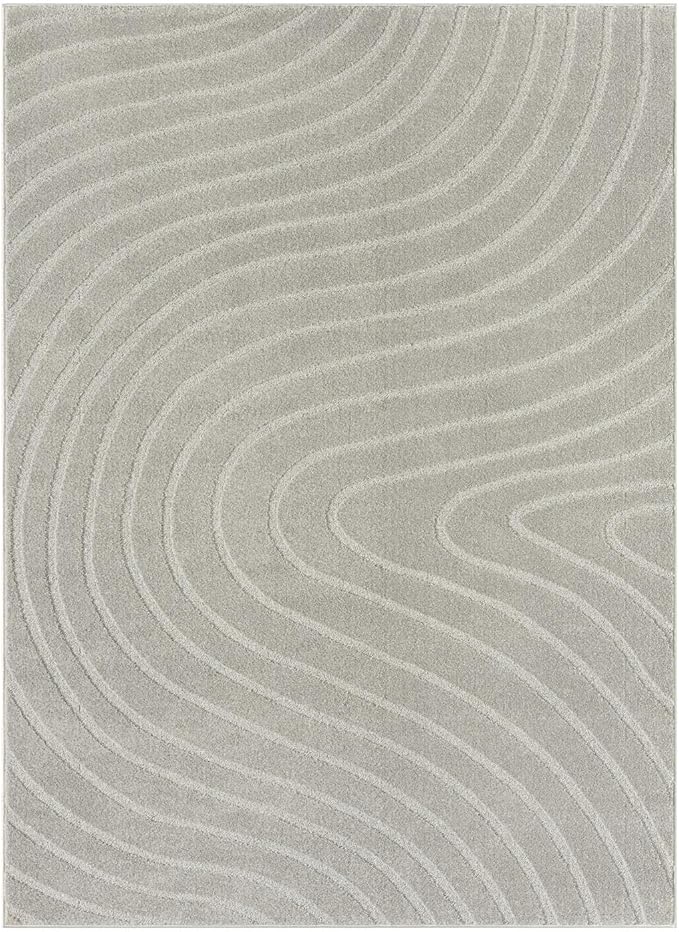LUXE WEAVERS Modern Geometric Wave Gray 2x3 Area Rug - Image 2