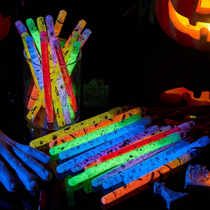 JOYIN 30 Pcs Halloween Glow Sticks Bulk Party Pack, Hanging Wands in 8 Design - Image 7