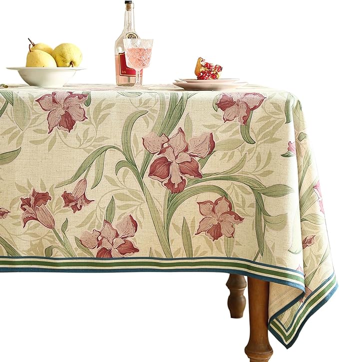 patdrea Designer Green Small Rectangle Tablecloth, Framhouse Vintage French by Welcometopatdrea