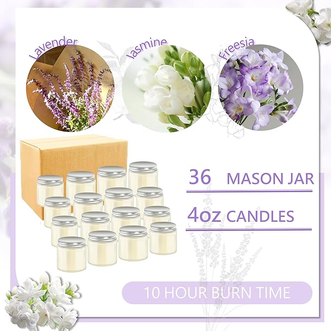 ACITHGL 36 Pcs 4oz Mini Mason Jar Candles Small Scented Candles Bulk - Image 3
