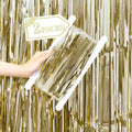 Metallic Tinsel Foil Fringe Curtains Backdrop Champagne Gold by VHUWE