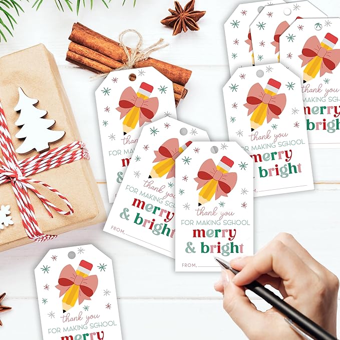 50 Pcs Christmas Gift Tags, 2.1"×3.5" Teacher Gift Tag, Classroom Treat Tag - Image 3