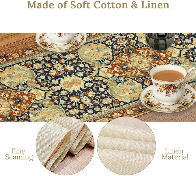 Vintage Boho Floral Table Runner, Elegant Luxurious Rustic Country Farmhouse - Image 8