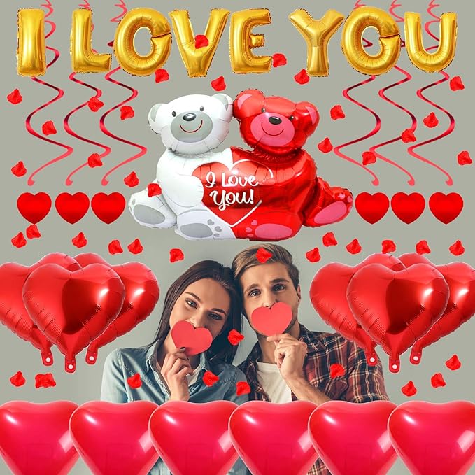 Rainmae I Love You Gold Balloons and Heart Balloons Kit - Image 5