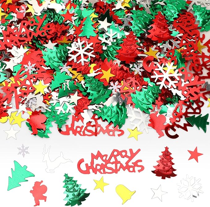 MARFOREVER Christmas Glitter Confetti, ChristmasTable Confetti Decorations Red by MARFOREVER