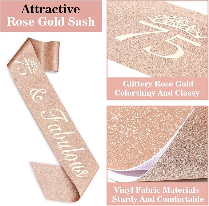 75th Birthday Decorations for Women Including Sash, Crown/Tiara, Candles and - Image 5