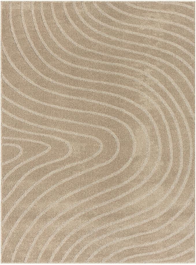 LUXE WEAVERS Modern Geometric Wave Beige 2x3 Area Rug - Image 2