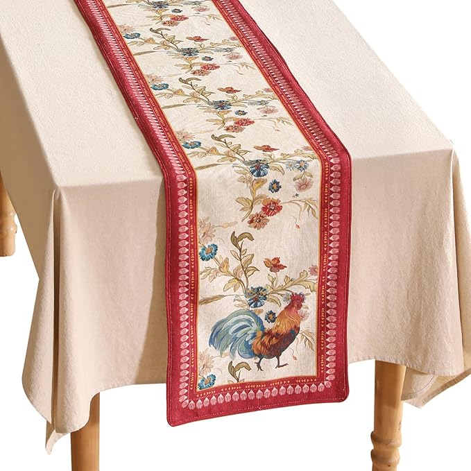 patdrea Designer Farmhouse Linen Table Runner, Rustic Cottage Mauve by Welcometopatdrea