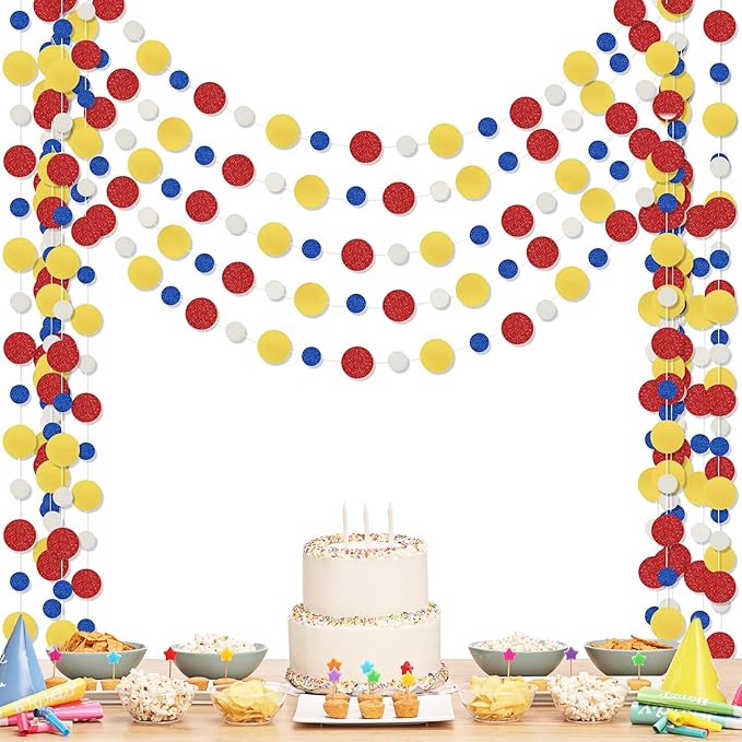 Outus 5 Pieces Colorful Dots Paper Garland Round Glitter Garland Hanging by Outus