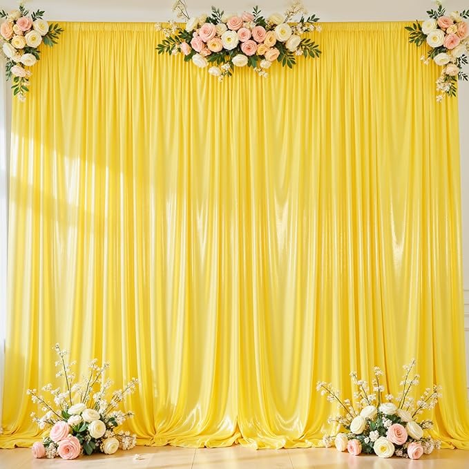 Gold Glitter Backdrop Curtain for Parties Wedding, 10Ft x 10Ft Satin Shimmer by Shillance