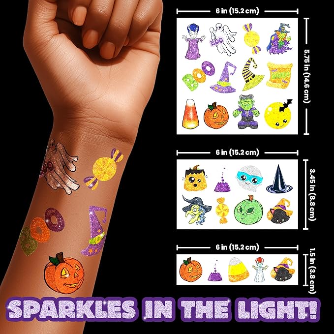 Assorted Glitter Halloween Tattoos – Sparkly Temporary Tattoos - Image 4