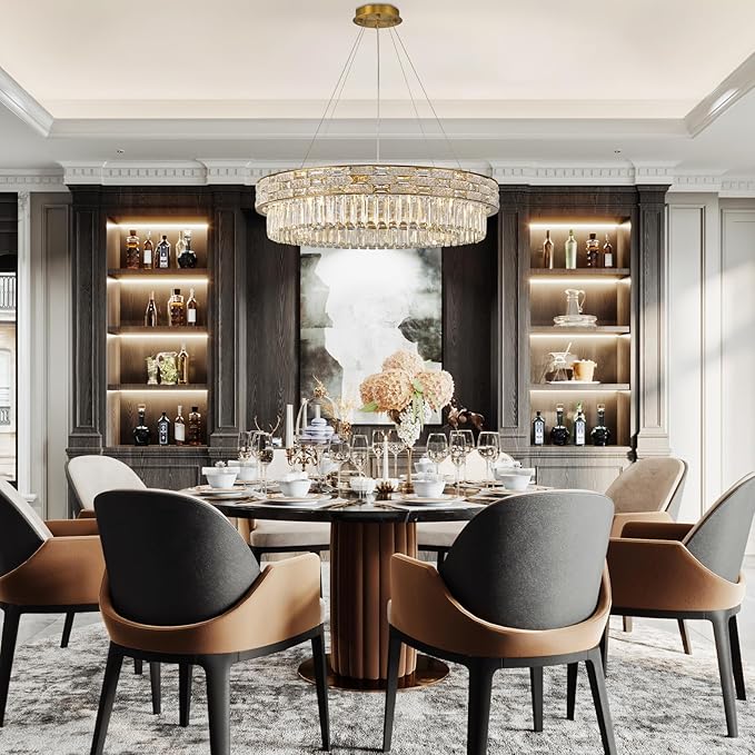 Crystal Chandelier, Round Gold Chandeliers - Image 4
