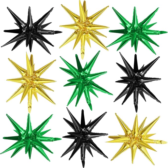 Black Green Gold Star Balloons by Adorely